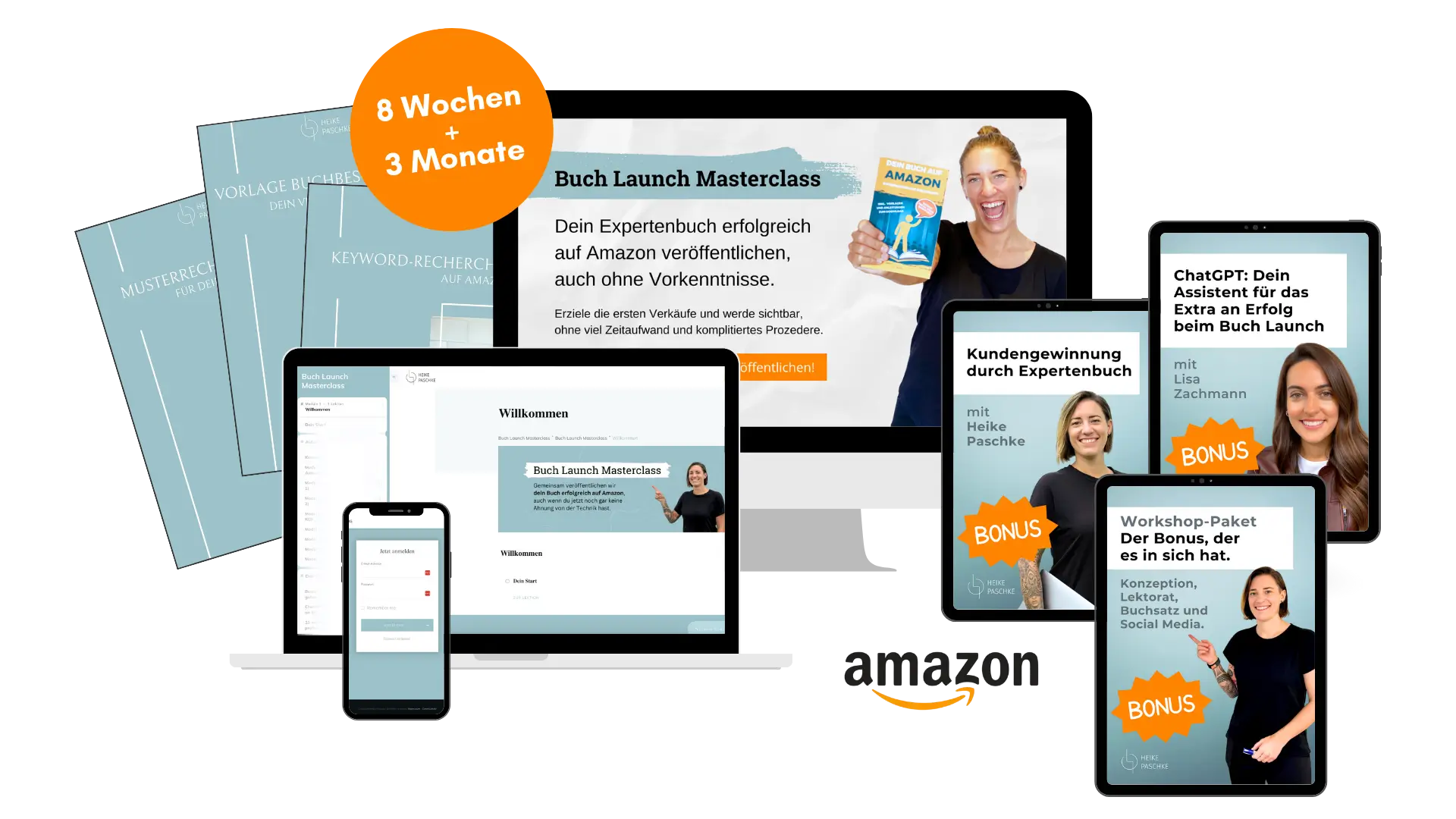 Mockup zum Gruppenprogramm von Amazon Expertin Heike Paschke um einen erfolgreichen Buch Launch auf Amazon durchzuführen